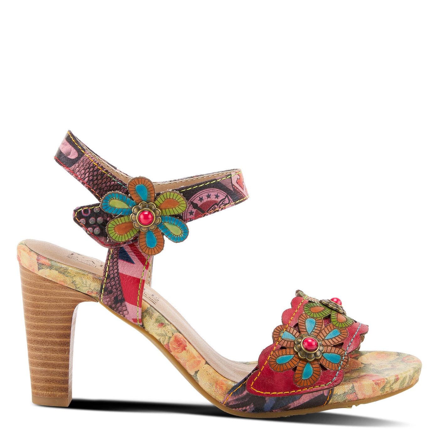 Spring Step L'Artiste Women's Gardena Quarter Strap Sandal Red Multi EU 42 / US 10.5-11