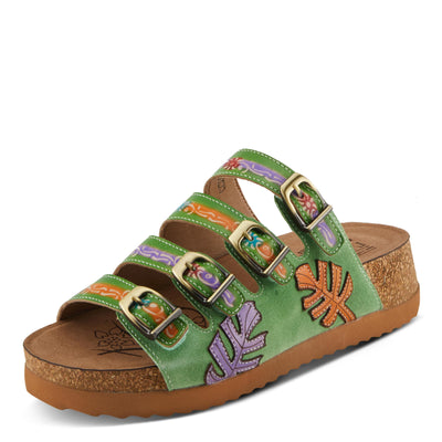 Spring Step L'Artiste Women's TOOCOOL Adjustable Hand-Painted Flatform Sandals Green Multi EU 41 / US 9.5-10
