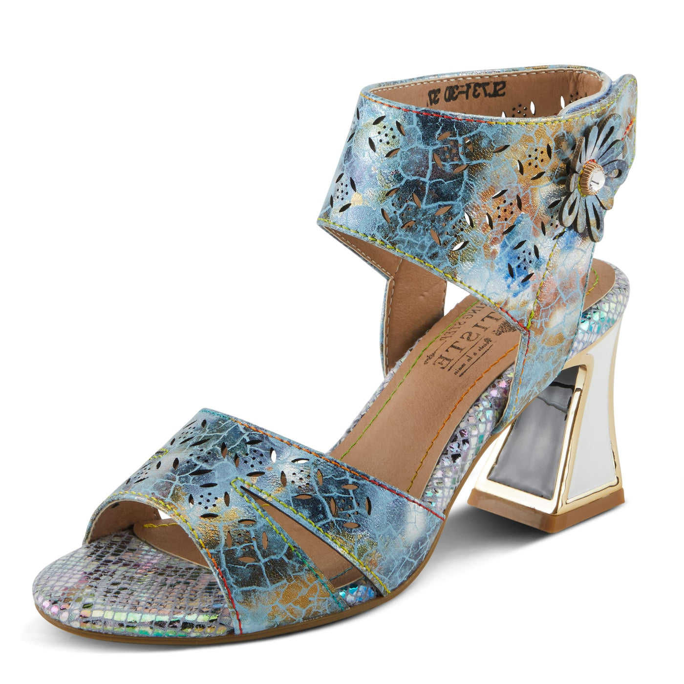 Spring Step L'Artiste Women's POSTER-METAL Metallic Leather Sandals, Artistic Elegance and Modern Design Blue Multi EU 36 / US 5.5-6