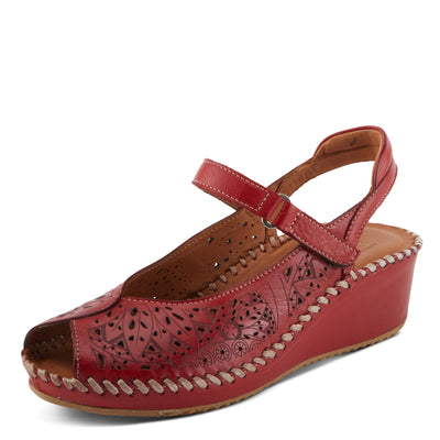 Spring Step SANTONIO Women's Comfortable Leather Sandals with Artisanal Details Red EU 41 / US 9.5-10