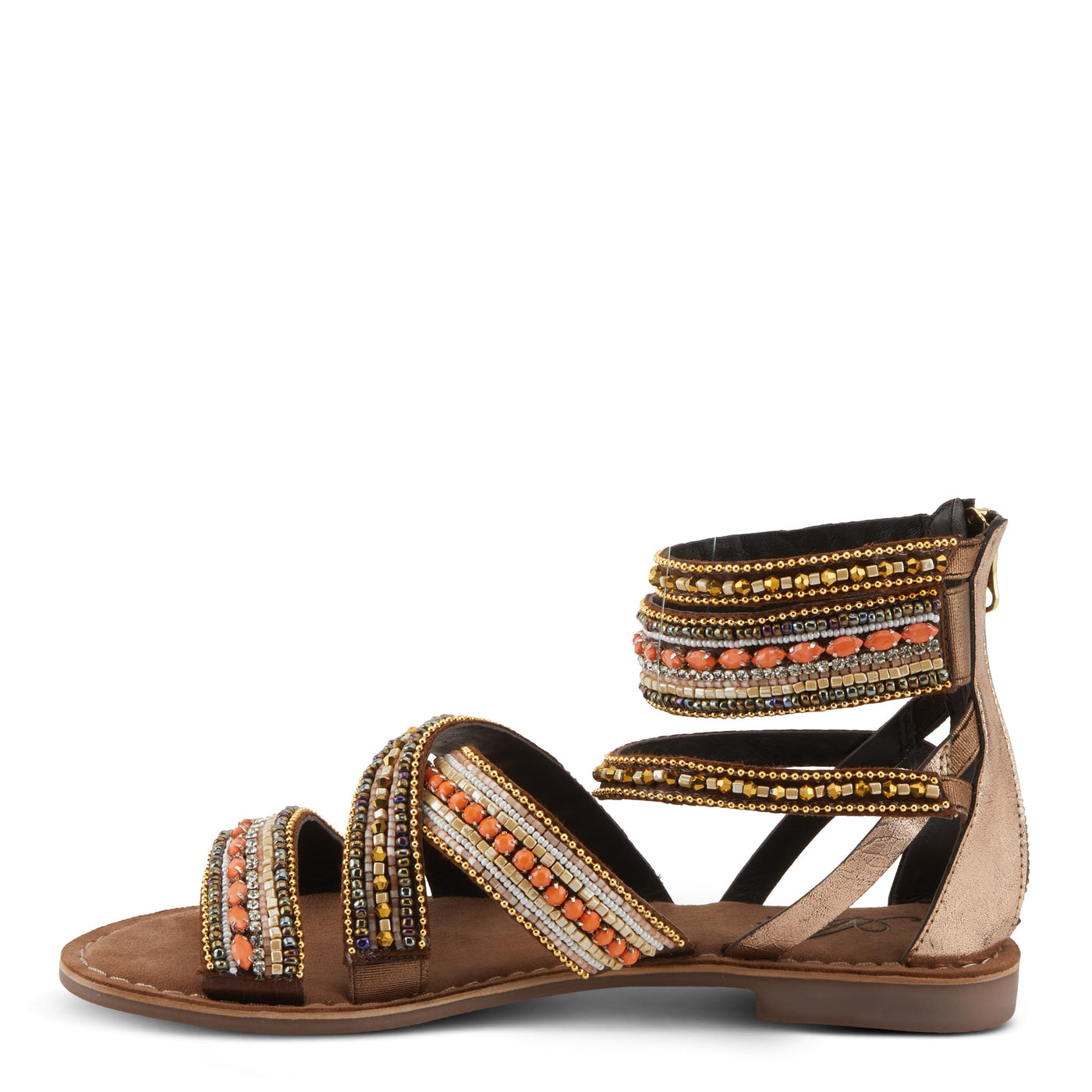 Azura Women's Andromeda Gladiator Flat Sandals with Jewels Gold Multi EU 35 / US 5
