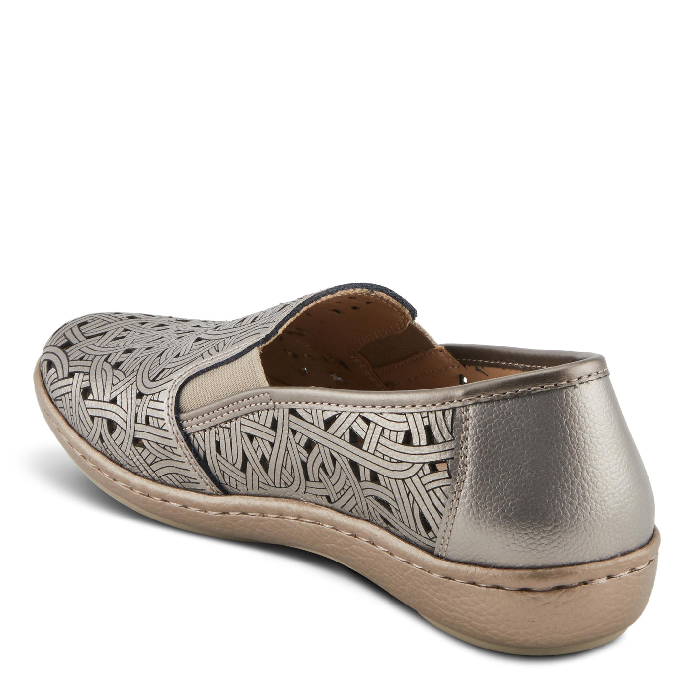 Spring Step NIFONELA Women's Slip-On Sneaker - Elastic Gore, Laser Cut Details, Removable Insole Pewter EU 37 / US 6.5-7