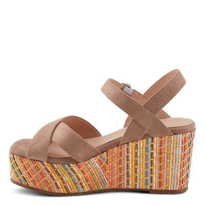 PATRIZIA Women's RAINBOWFUN Multicolor Quarter Strap Wedge Sandals Mauve EU 39 / US 8.5