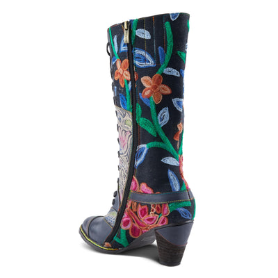 L'Artiste by Spring Step Women's Malagie-Rose Mid Calf Boot, Navy Multi, 7