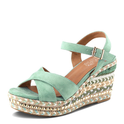 PATRIZIA Women's Sloane Wedge Sandal Teal EU 38 / US 7.5-8