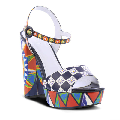 Azura by Spring Step Women's Charger Heeled Sandal, Navy Multi, 5.5-6