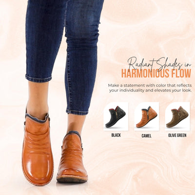 Spring Step L'Artiste Chesapeake Women's Floral Bootie - Painted Flowers, Burnished Leather, Bohemian Style Camel EU 37 / US 6.5-7