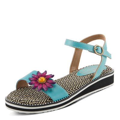 Spring Step L'Artiste Women's Tilton - Casual-Chic Hand-Painted Floral Sandals Sky Blue EU 42 / US 10.5-11