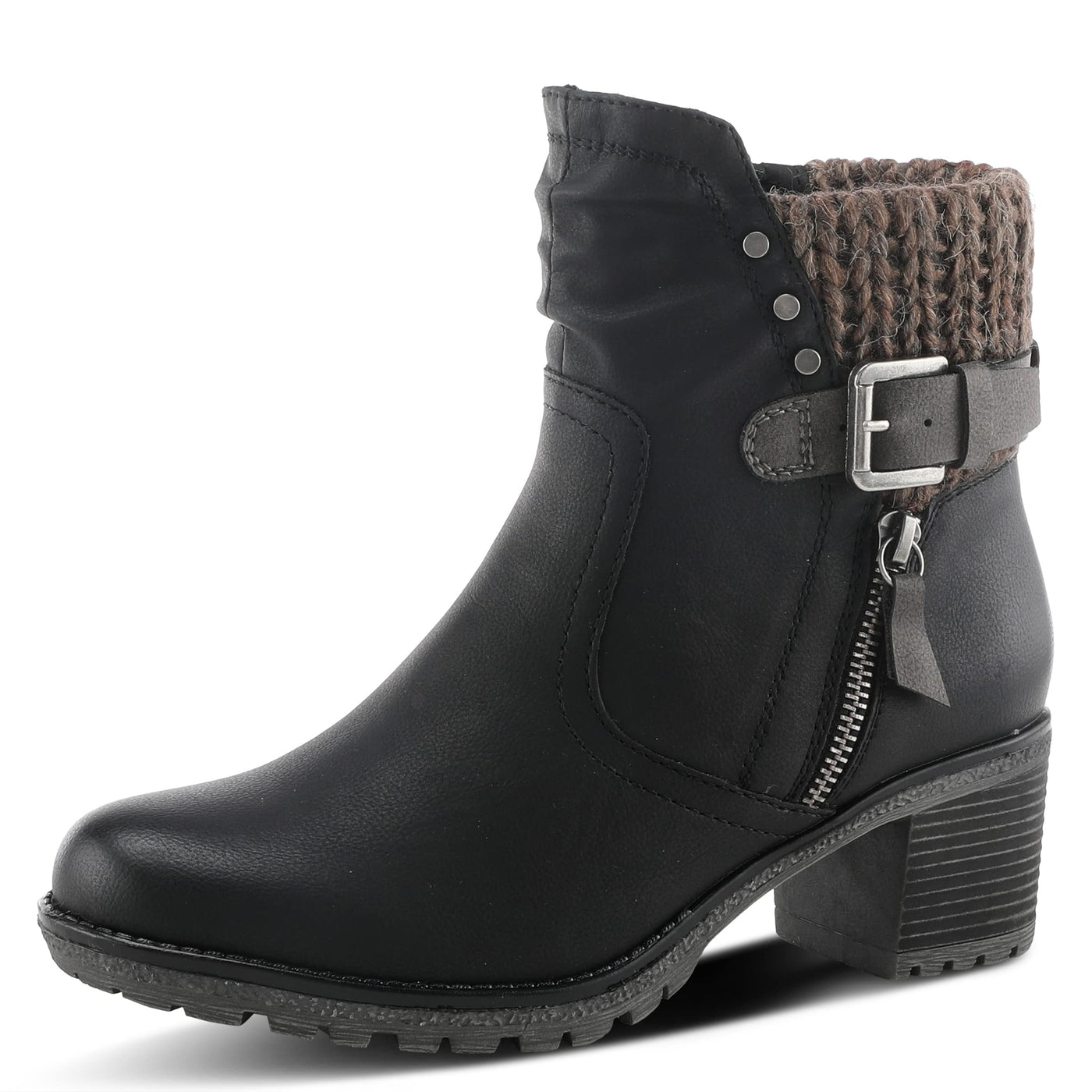 Spring Step Relife Style Rene Knee High Ankle Boots for Women | Shoes for Women with Zipper Closure, Sweater Knit Cuff and Faux Fur Insole