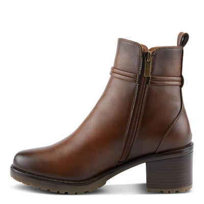 PATRIZIA Women's BRIGGS Heeled Booties with Burnished Finish, Decorative Laces, and Zipper Closure Medium Brown EU 37 / US 6.5-7