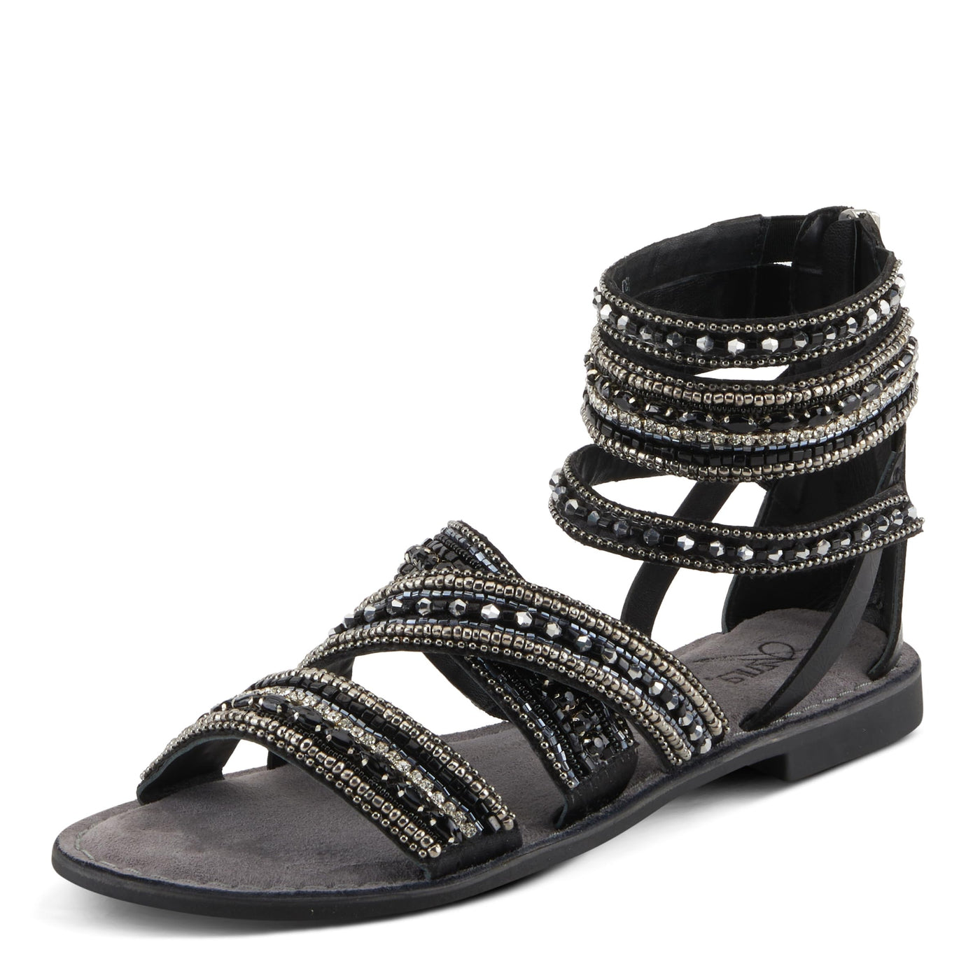 Azura Women's Andromeda Gladiator Flat Sandals with Jewels Black Multi EU 39 / US 8.5