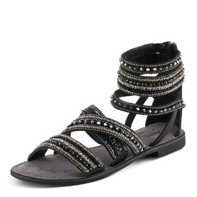 Azura Women's Andromeda Gladiator Flat Sandals with Jewels Black Multi EU 41 / US 9.5-10