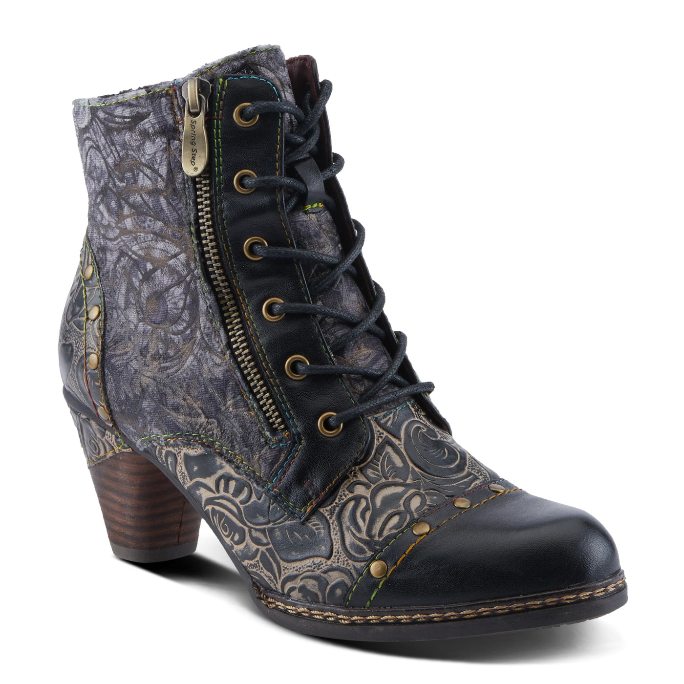 L'Artiste by Spring Step Women's Avyanna Casual Booties, Black Multi, 7