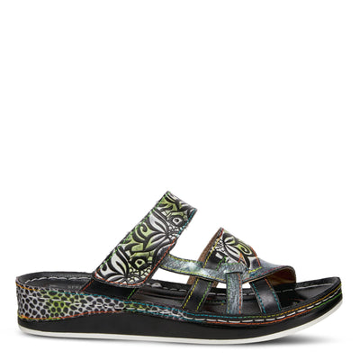 Spring Step L'Artiste Women's CAIMAN Wedge Slide Sandal Black Multi EU 35/5