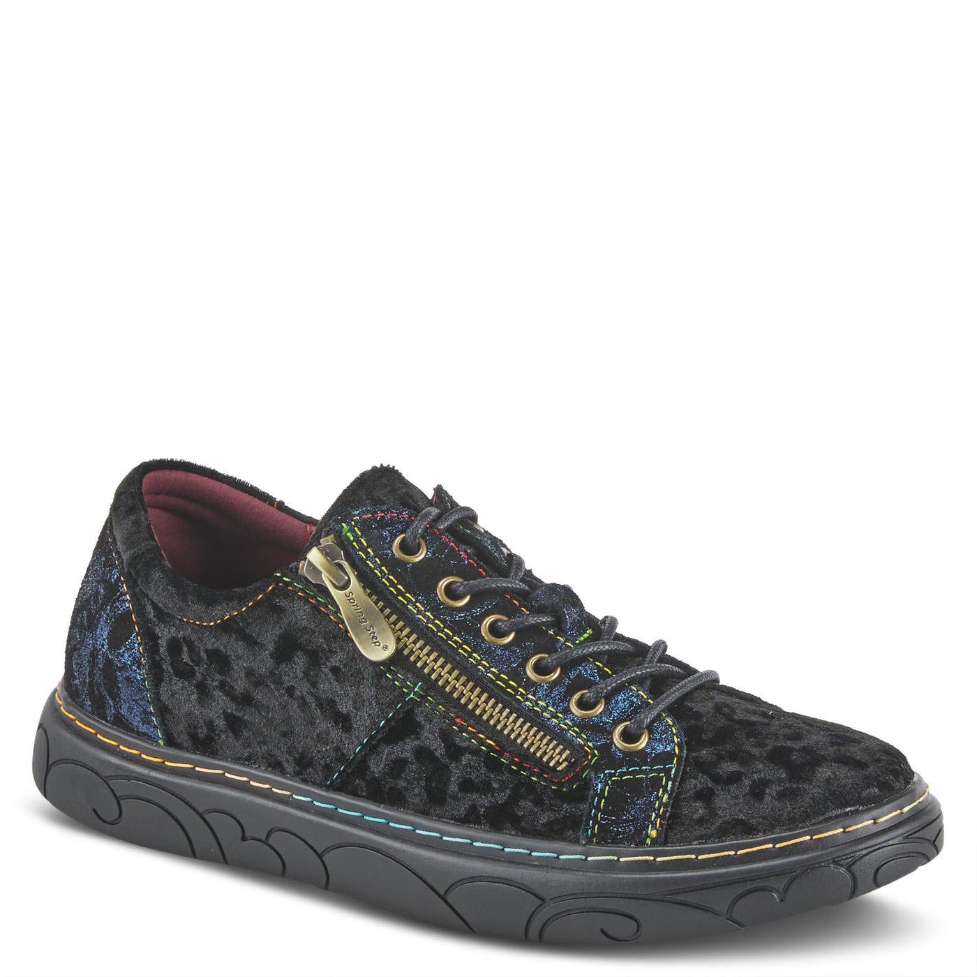 Spring Step L'Artiste Danli-Cheeta Snakers for Women - Animal Print Girls Sneaker - Ladies Fashion Snakers with Zipper and Adjustable Laces - Navy Multi EU 35 / US 5