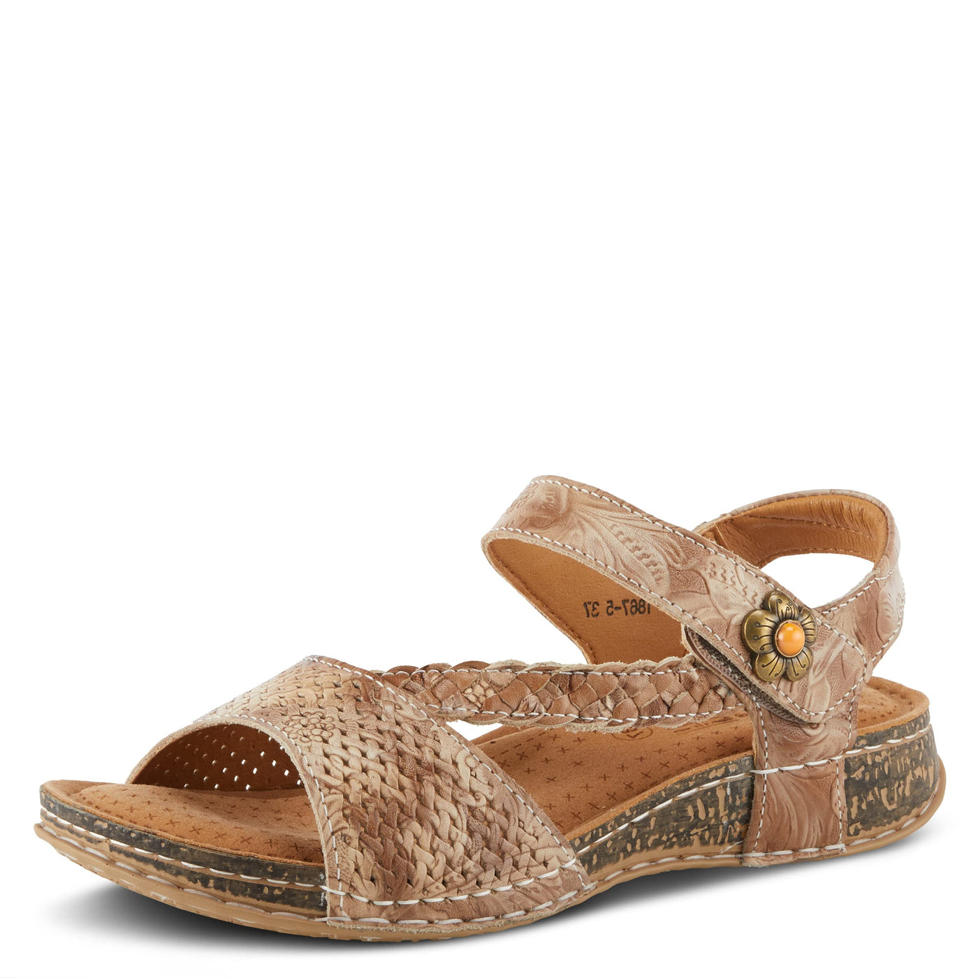 Spring Step L'Artiste Popular Sandals for Women - Ankle Strap Sandal with Hook & Loop - Hand Painted Ladies Sandals for Womens - Grey EU 35 / US 5