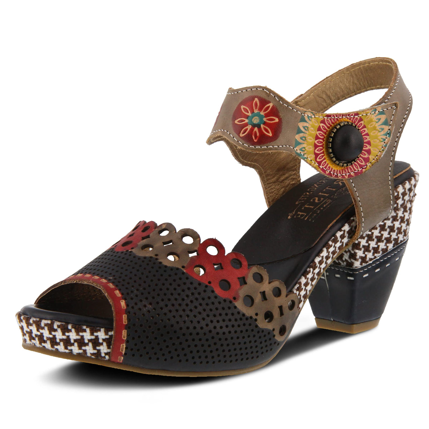 L'Artiste by Spring Step Women's Jive Sandals, Black/Multi- 38 M EU / 7.5-8 B(M) US