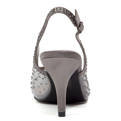 Lady Couture Lola Embellished Pointed Toe Slingback Pump, Pewter, 10