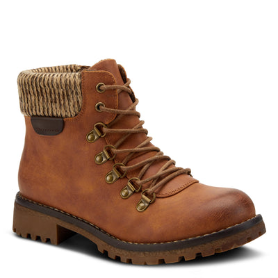 PATRIZIA Spring Step Clarris Lace-Up Booties for Women - Ladies Boots with Cozy Faux Fur Lining - Tonal Stitching Ankle Boots for Womens - Camel EU 39 / US 8.5