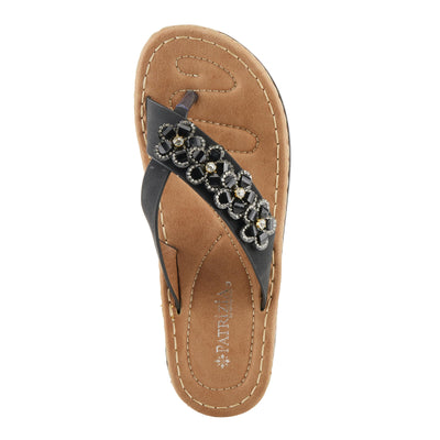 PATRIZIA Women's TAHIRI Jeweled Thong Wedge Sandals Black EU 37 / US 6.5-7