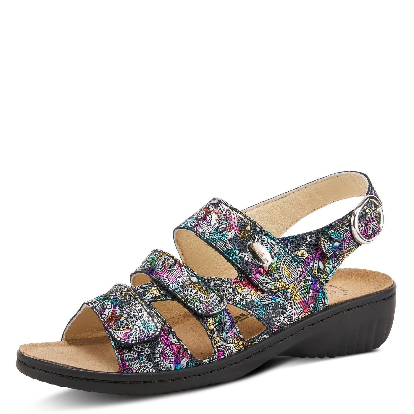 Flexus Women's Acamar-Flora Slingback Sandal Black Multi EU 40 / US 9