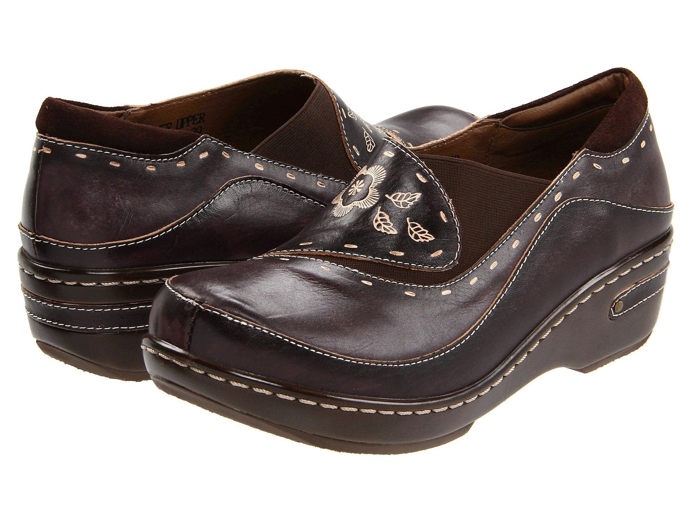 Spring Step L'Artiste Burbank Leather Clogs for Women | Designer Hand-Painted Slip-On Shoes | Ladies Casual Platform Clog for Work, Brown Nubuck EU 39 / US 8.5