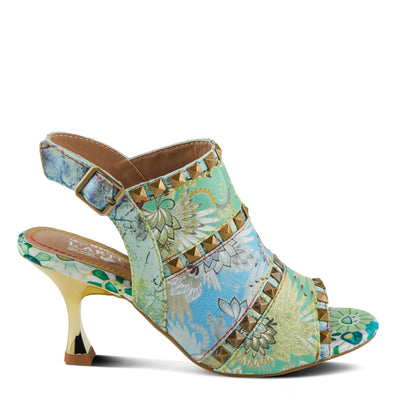 Spring Step L'Artiste Women's CHAVVI Slingback Sandals with Delicate Gold Accents Green Multi EU 40 / US 9