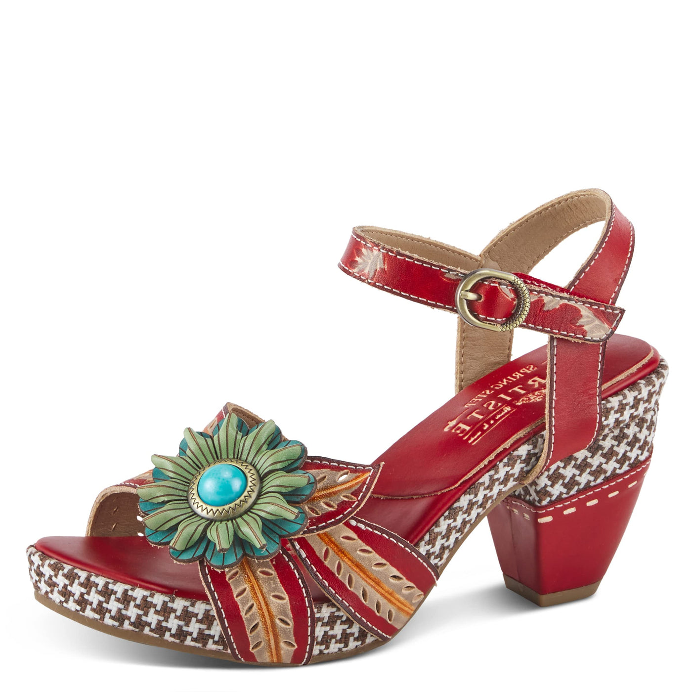Spring Step L'Artiste Women's Astarr Ankle Strap High Heel Sandal Red Multi EU 39 / US 8.5