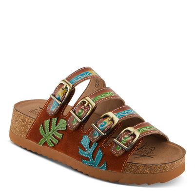 Spring Step L'Artiste Women's TOOCOOL Adjustable Hand-Painted Flatform Sandals Brown Multi EU 42 / US 10.5-11