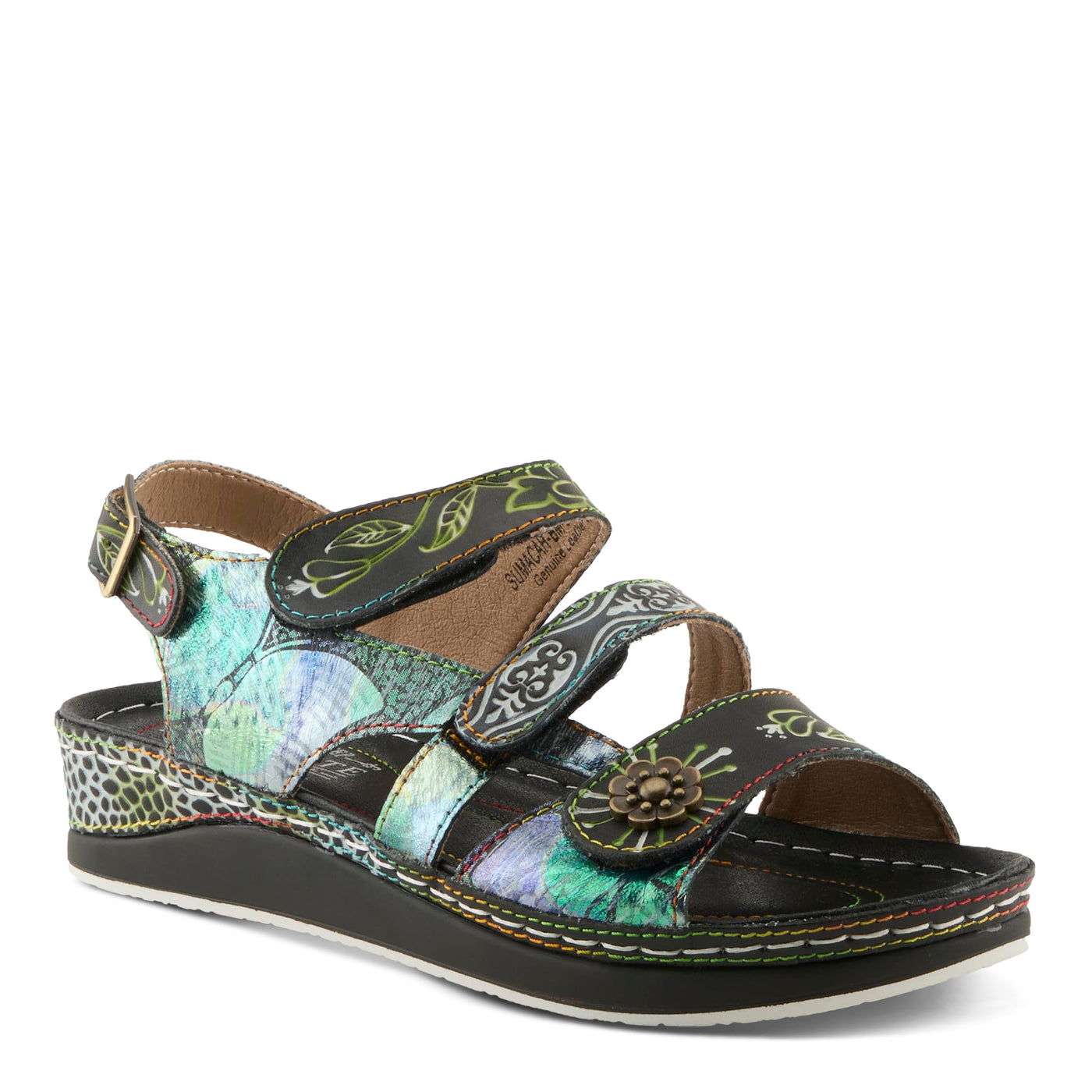 L�Artiste by Spring Step Women's Sumacah-bm Slide Sandal, Black/Multi, 38 EU/7.5-8 M US