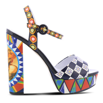 Azura by Spring Step Women's Charger Heeled Sandal, Navy Multi, 5.5-6