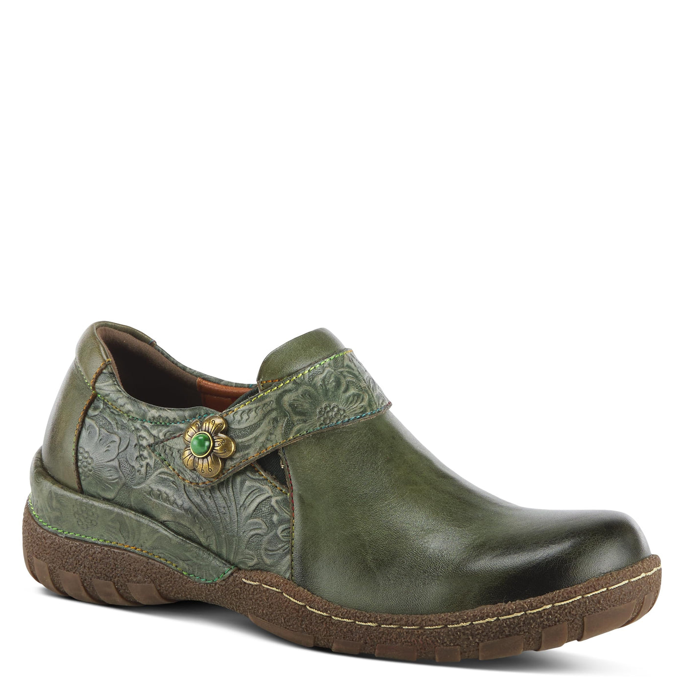 Spring Step L'Artiste Women's Gyarados Leather Slipper Olive Multi EU 36 / US 5.5-6