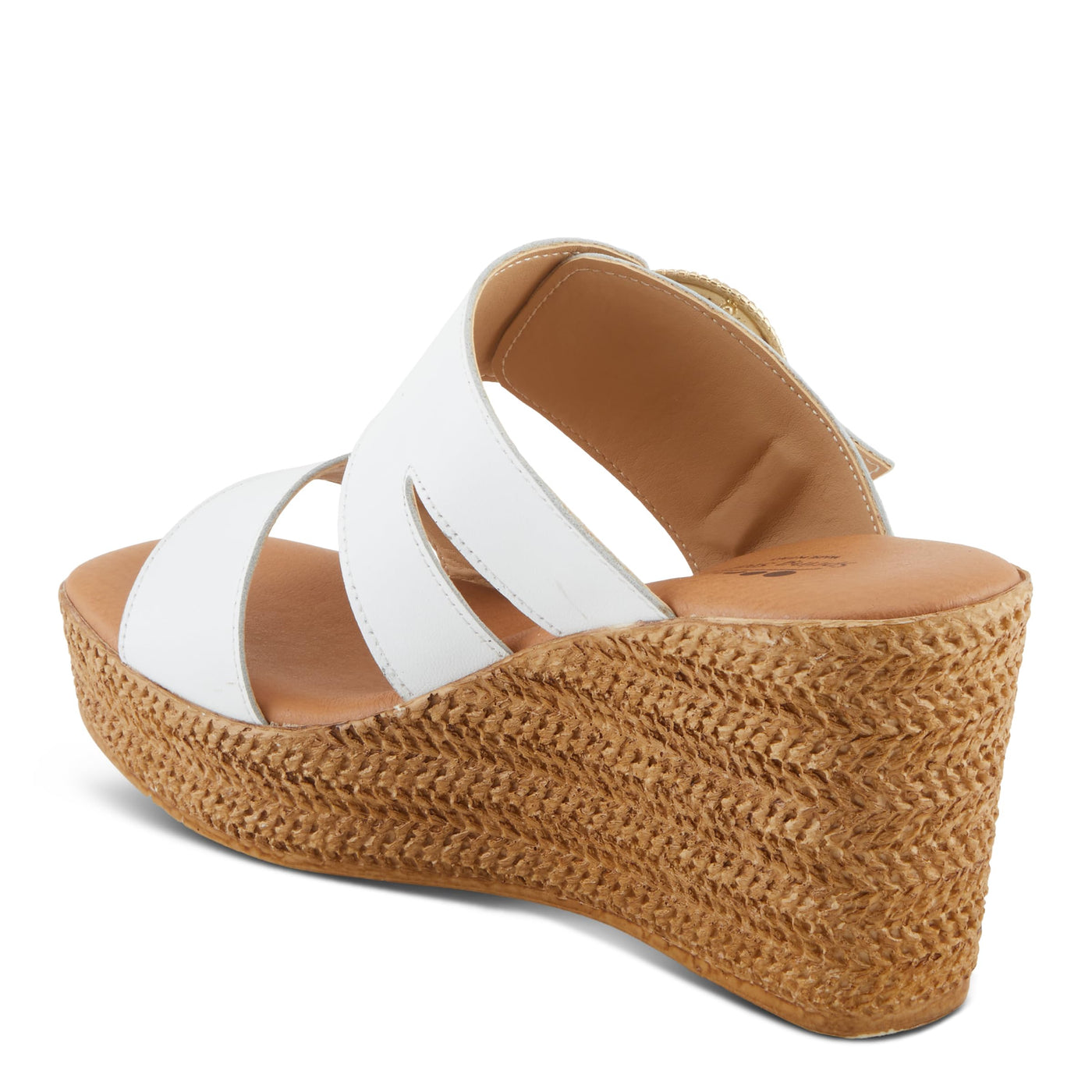 Spring Step MARES Women's Wedge Slip-On Sandals - Chic Buckle Detail, Dual Leather Straps, Comfortable Footbed, Platform for Added Height White EU 39 / US 8.5