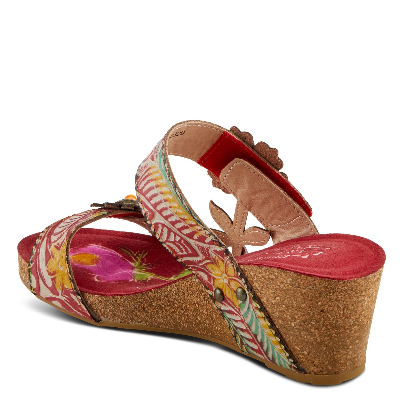 L'Artiste by Spring Step Women's Moai Sandal, Red Multi, 5