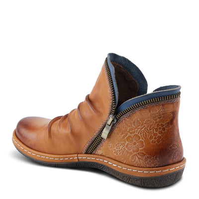 Spring Step L'Artiste Chesapeake Women's Floral Bootie - Painted Flowers, Burnished Leather, Bohemian Style Camel EU 39 / US 8.5