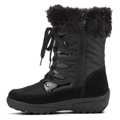 Flexus Spring Step Stormy Boots for Women - Waterproof Women's Snow Boots With Adjustable Lace and Zippers - Faux Fur Winter Boots for Outdoor - Black EU 40 / US 9