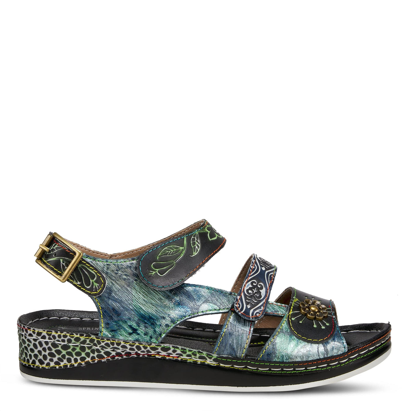 L�Artiste by Spring Step Women's Sumacah-bm Slide Sandal, Black/Multi, 40 EU/9 M US