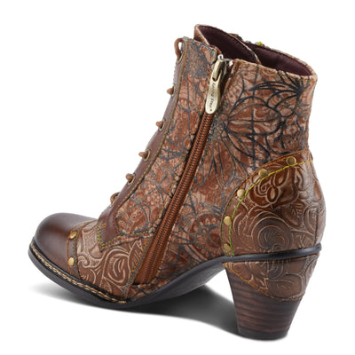 Spring Step L'Artiste Avyanna Women's Floral Velvet Bootie - Romantic Vibe, Glamorous Ankle Boots for Date Nights Medium Brown Multi EU 37 / US 6.5-7