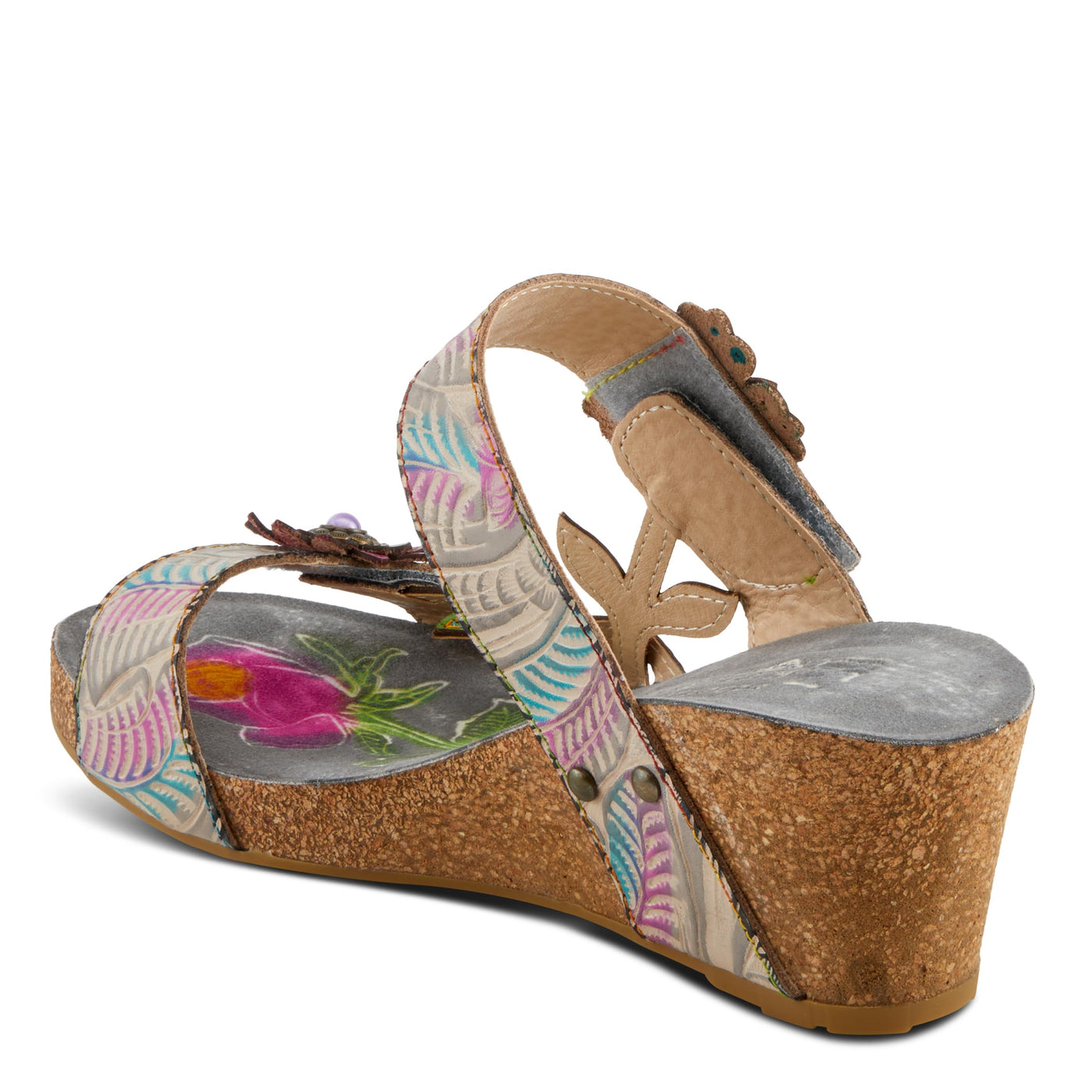 L'Artiste by Spring Step Women's Moai Sandal, Grey Multi, 7.5-8