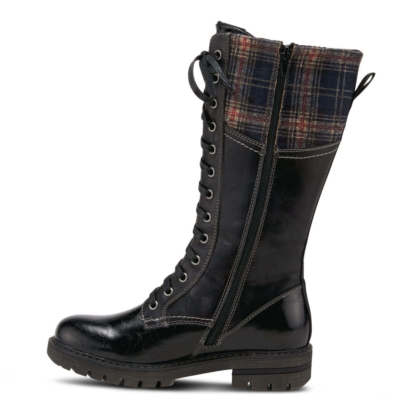 PATRIZIA Spring Step Chickeze Tall Boots for Women - Pull-On Ladies Boots with Lace-up, Zipper Closure - Womens Boots for Outdoor - Black Multi EU 39 / US 8.5