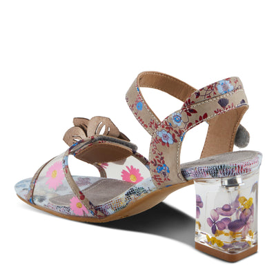 Spring Step L'Artiste Women's BREAKAWAY Floral Sandals - Dried Flower Block Heel, Hook and Loop Closure Tan Multi EU 37 / US 6.5-7