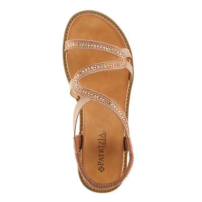 PATRIZIA Women's ZIGGED Zigzag Rhinestone Platform Stretch Back Sandals Tan EU 39 / US 8.5