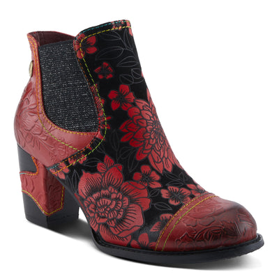 Spring Step L'Artiste Ceja Women's Embossed Floral Bootie - Cap Toe, Eye-Catching Ankle Boots with Unique Patterns Bordeaux Multi EU 35 / US 5