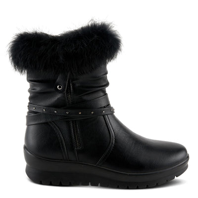 Flexus Women's YAMINA Platform Booties with Faux Fur Shaft, Lug Sole, and Inner Zipper Closure Black EU 39 / US 8.5