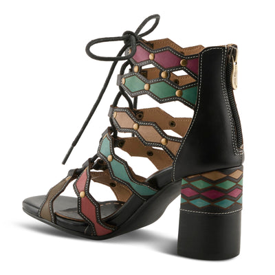 Spring Step L'Artiste Women's Artdeco High Heel Sandal Black Multi EU 40 / US 9