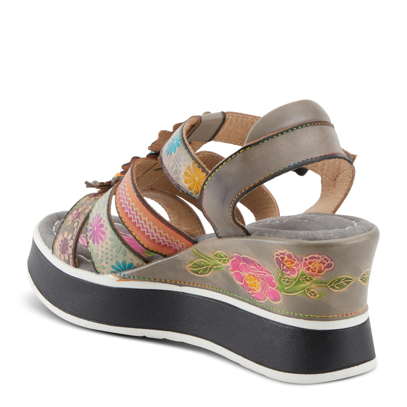 Spring Step L'Artiste Women's FloralBloom - Hand-Painted Lightweight Athleisure Sandals Grey Multi EU 35 / US 5