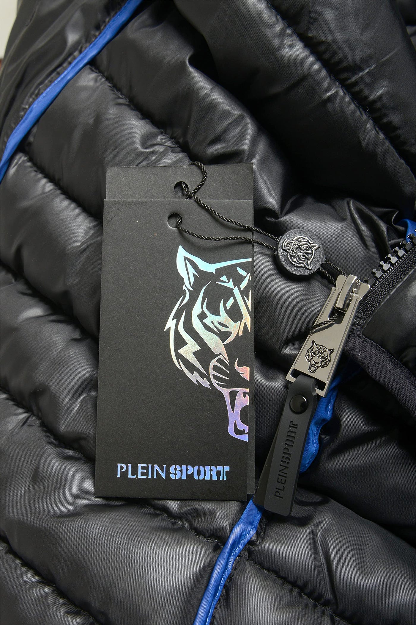 Plein Sport Men's Black Hooded Logo Print Zip Up Parka Jacket Sz US XL IT 54