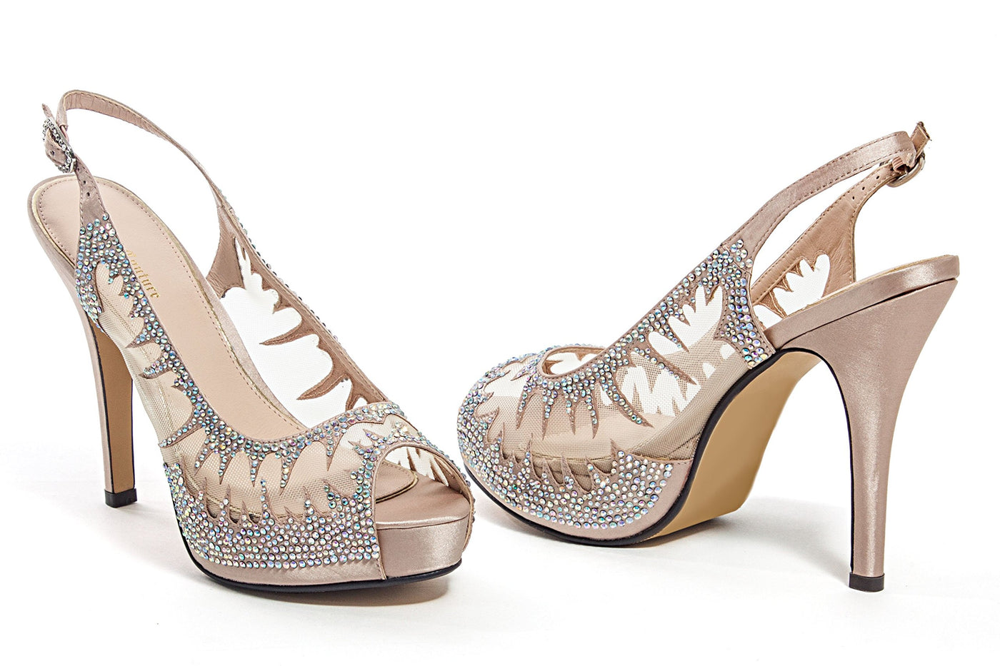 LADY COUTURE Women's MESH Platform with Stone Dream Champagne 35