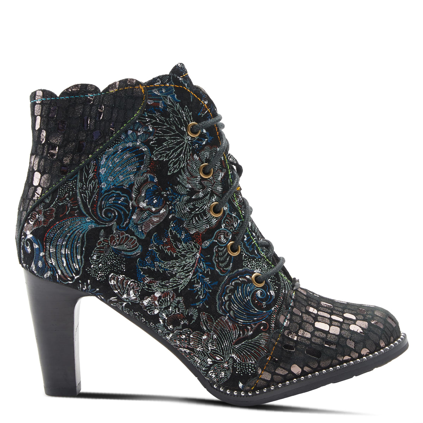 Spring Step L'Artiste Women's Glitterail Bootie Pewter Multi EU 37 / US 6.5-7
