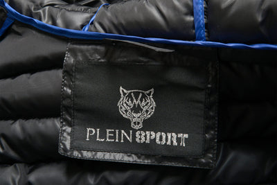 Plein Sport Men's Black Hooded Logo Print Zip Up Parka Jacket Sz US XL IT 54